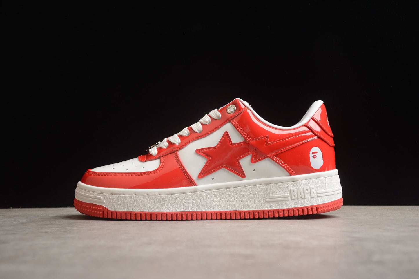 Bape Sta Lackleder Weiß Orange