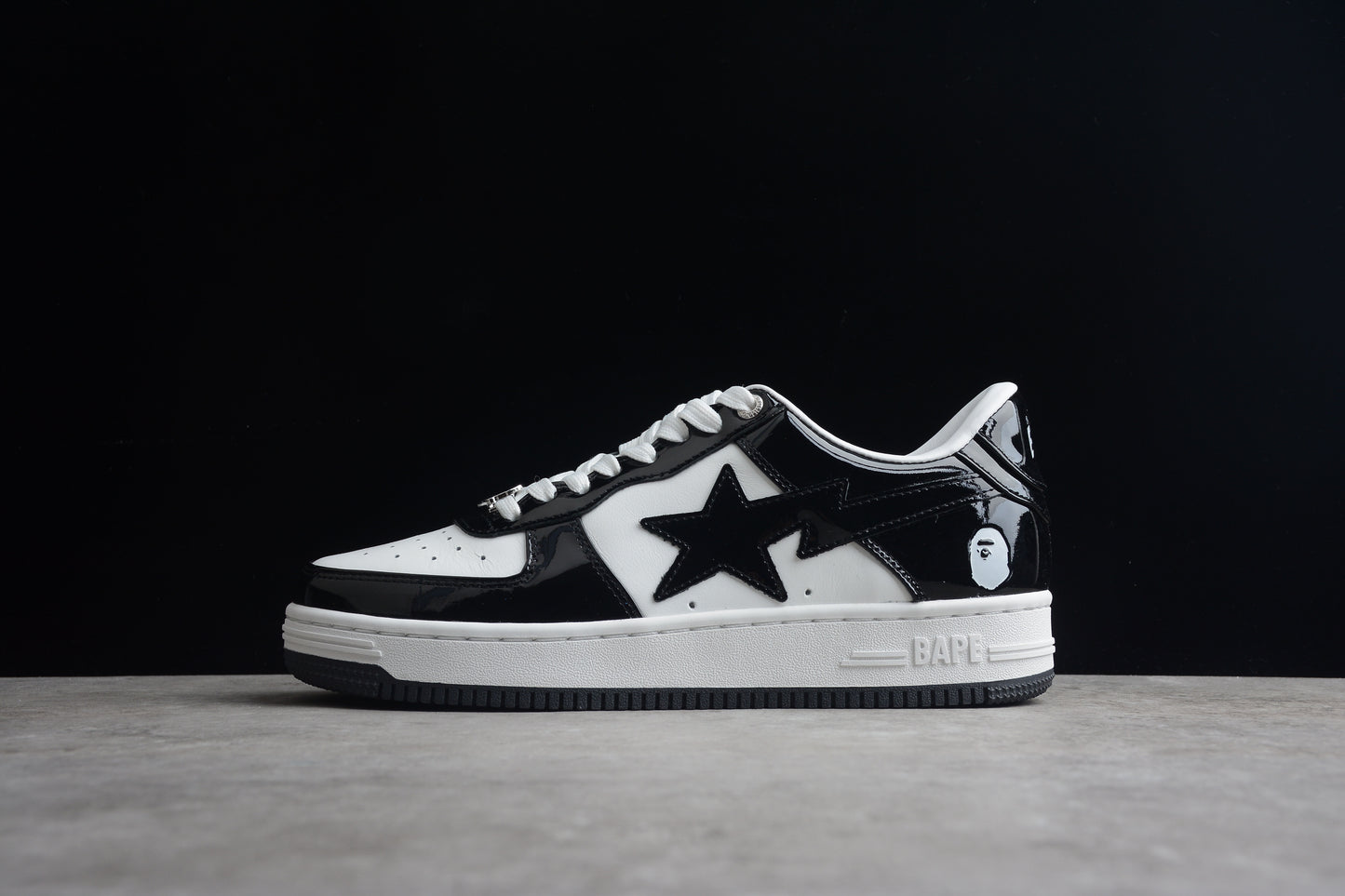 Bape Sta Schwarzes Lackleder