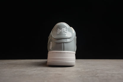 Bape Sta Lackleder Grau und Weiß